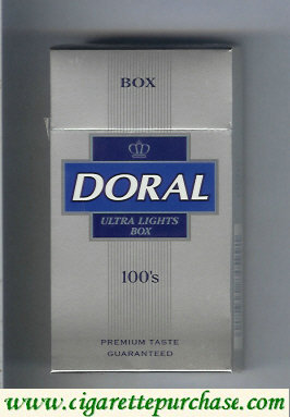 Doral Premium Taste Guaranteed Ultra Lights 100s cigarettes hard box